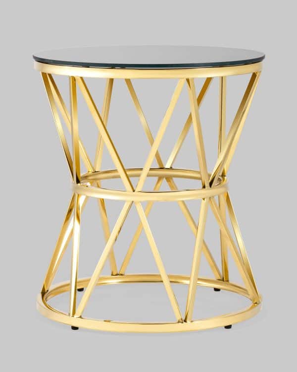 Журнальный стол 50*50 ВИВА золото стекло черное — изображение 2