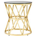 Журнальный стол 50*50 ВИВА золото стекло черное