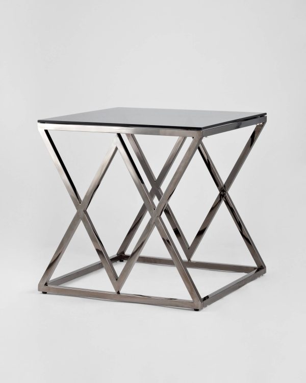 Журнальный стол 55*55 ИНСИГНИЯ сталь темный хром стекло smoke — изображение 2