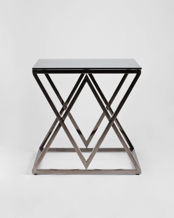 Журнальный стол 55*55 ИНСИГНИЯ сталь темный хром стекло smoke — изображение 3