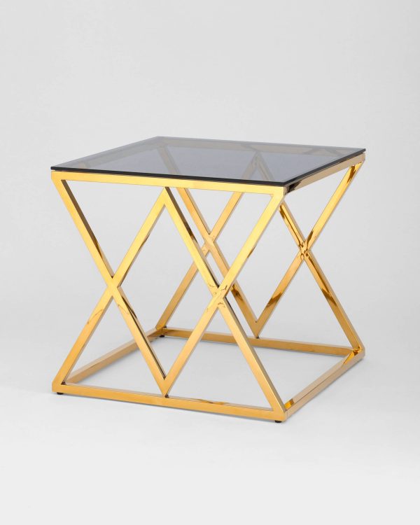 Журнальный стол 55*55 ИНСИГНИЯ золото стекло smoke — изображение 2