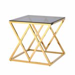 Журнальный стол 55*55 ИНСИГНИЯ золото стекло smoke
