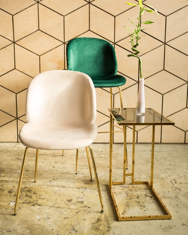 Журнальный столик 50*32 БОСТОН стекло smoke сталь золото — изображение 3