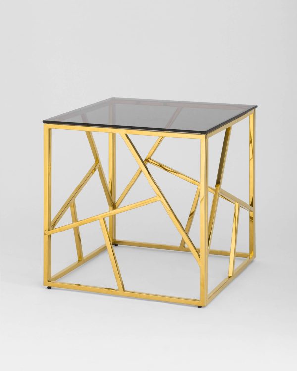 Журнальный столик 55*55 АРТ ДЕКО золото стекло smoke — изображение 2