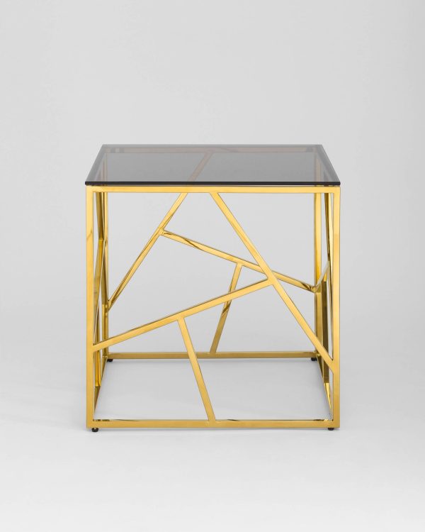 Журнальный столик 55*55 АРТ ДЕКО золото стекло smoke — изображение 3