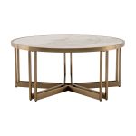 Журнальный столик Алиада 90х90 см светлая керамика сталь шампань