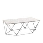 Журнальный столик Авалон 122*66 серый мрамор сталь серебро