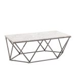 Журнальный столик Авалон 122*66 серый мрамор сталь темный хром