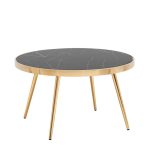 Журнальный столик Гелиос 80*80 стекло черный мрамор сталь золото