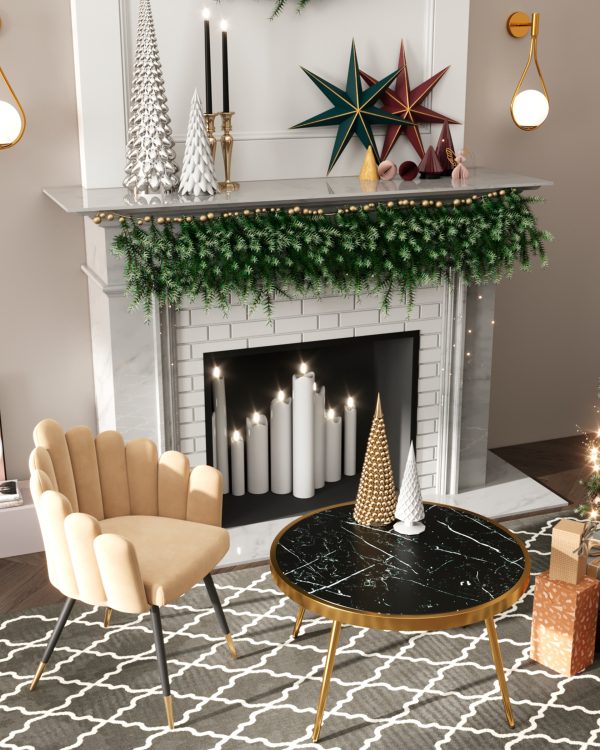 Журнальный столик Гелиос 80*80 стекло черный мрамор сталь золото — изображение 3