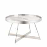 Журнальный столик Гера 80*80см белая керамика сталь серебро