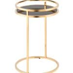 Журнальный столик Гестия 41*60см стекло черное сталь золото