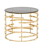 Журнальный столик Инфлюэнс 60*60 стекло smoke сталь золото