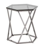 Журнальный столик Круз 48*42 стекло smoke сталь темный хром
