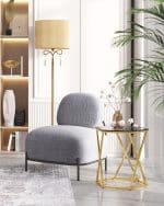 Журнальный столик Круз 48*42 стекло smoke сталь золото — изображение 3