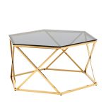 Журнальный столик Круз 93*80 стекло smoke сталь золото