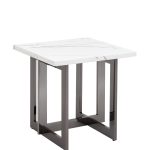 Журнальный столик Нэйтан 61*61 белый мрамор сталь темный хром
