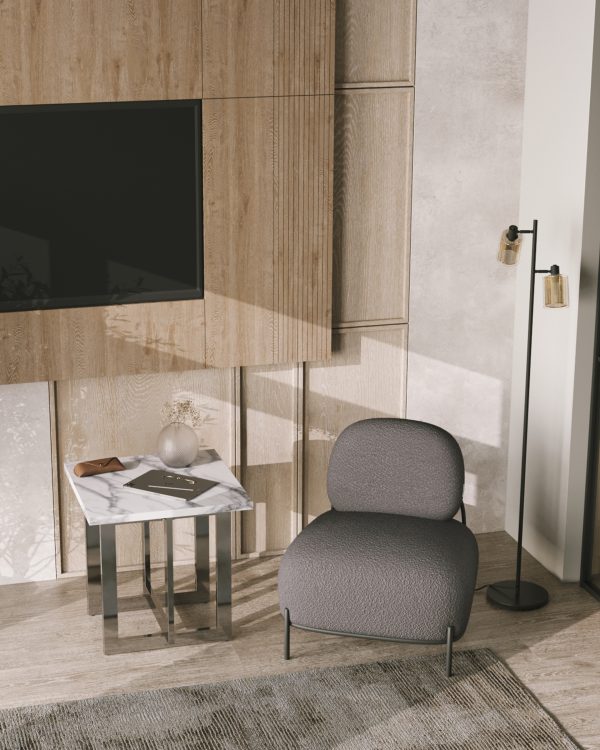 Журнальный столик Нэйтан 61*61 белый мрамор сталь темный хром — изображение 3