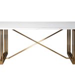 30F-14780 Стол обеденный белый / браш.золото 200*100*76см