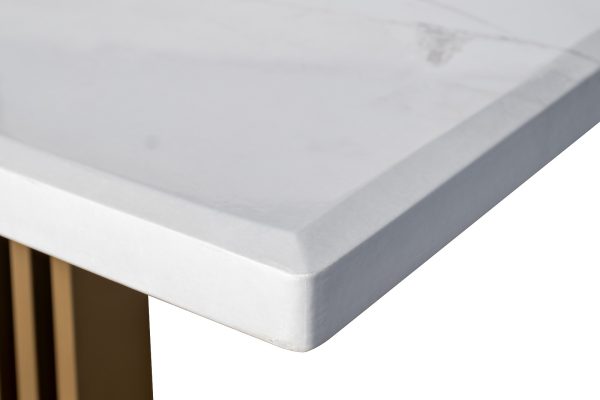 30f-14780-stol-obedennyj-belyj-brash.zoloto-20010076sm-3 30F-14780 Стол обеденный белый / браш.золото 200*100*76см — изображение 4