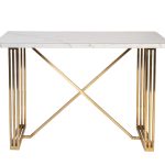 30F-14790 Стол-консоль белый / браш.золото 140*75*91