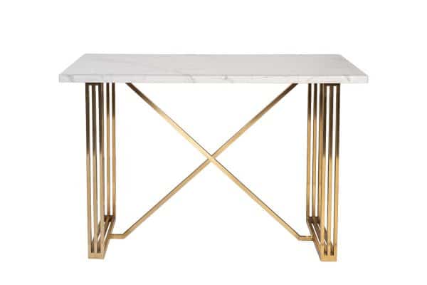 30F-14790 Стол-консоль белый / браш.золото 140*75*91