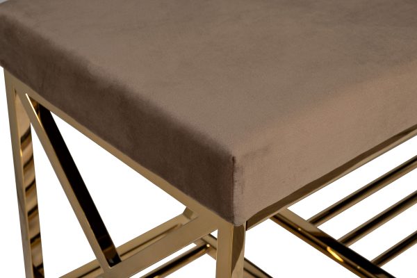 47ED-01000 Банкетка велюр серо-бежевый, золото 120*40*47см — изображение 3