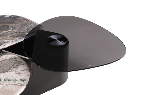 57EL-99100 Стол журнальный стекло+мрамор белый 156*107*35см — изображение 2