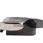 57EL-99100 Стол журнальный стекло+мрамор белый 156*107*35см