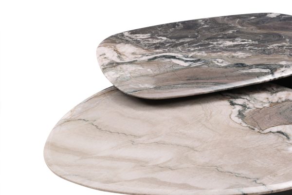 57EL-99100 Стол журнальный стекло+мрамор белый 156*107*35см — изображение 3