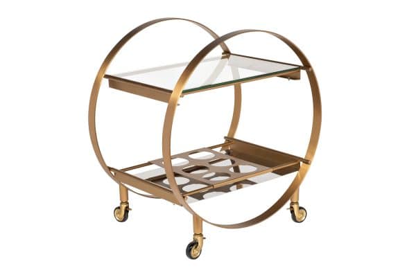 58DB-23085 Стол-тележка сервировочн ст.прозр/латунь 70*48*76 — изображение 2