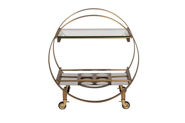 58DB-23085 Стол-тележка сервировочн ст.прозр/латунь 70*48*76