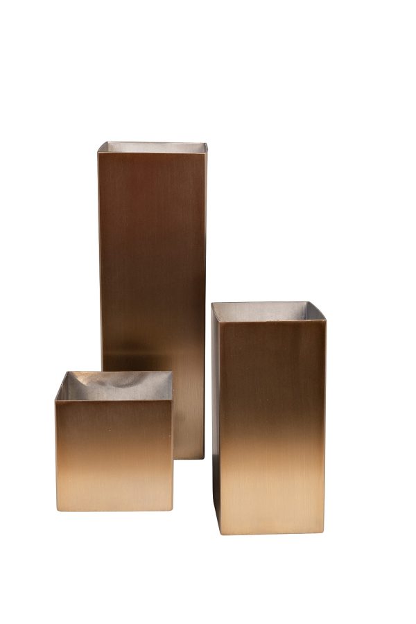 58DB-38002 Ваза нерж.ст/мат.бронза 10*10*10см — изображение 2