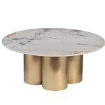 76AR-63042 Стол журнальный керамогранит белый d80*35см