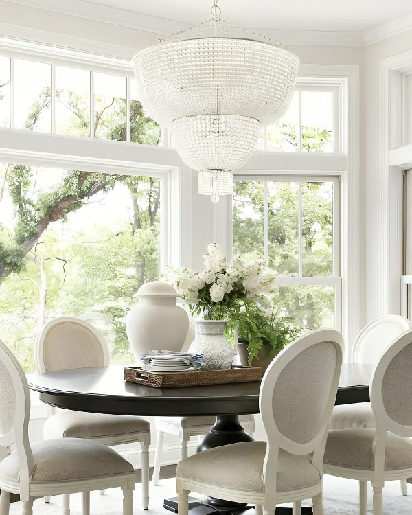 Большая серебряная люстра “Карла” со стеклянными бусами — изображение 2