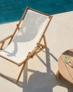 Cкладное кресло Vilara для улицы из акации и текстиля белого цвета — изображение 2