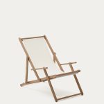 Cкладное кресло Vilara для улицы из акации и текстиля белого цвета