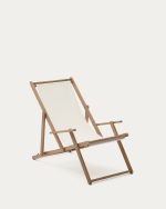 Cкладное кресло Vilara для улицы из акации и текстиля белого цвета