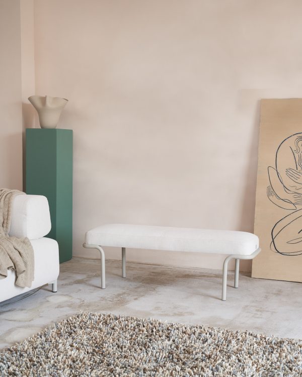 Compo Скамья из серой ткани и черного металла 130 см — изображение 2