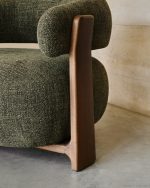 Granite Кресло из зеленого шенилла и массива ясеня в отделке орех — изображение 4