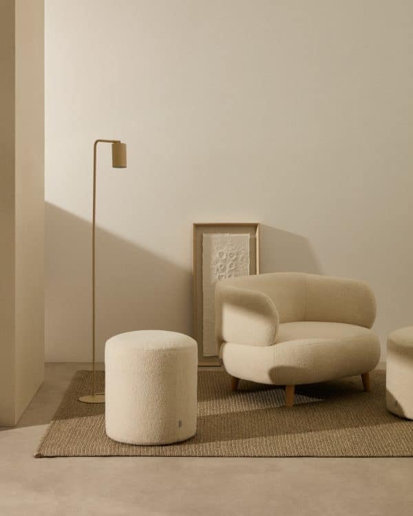 Kaeli Пуф для ног со съемным чехлом из ткани букле цвета экрю — изображение 2