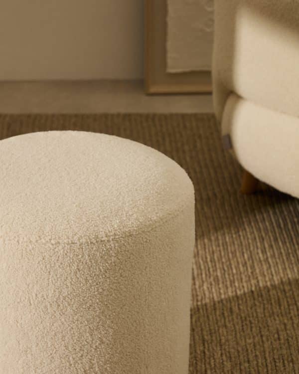 Kaeli Пуф для ног со съемным чехлом из ткани букле цвета экрю — изображение 3