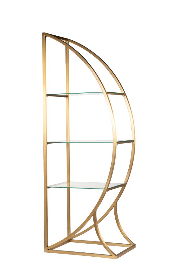 KFG087/2 Стеллаж "Полусфера" прозрачное стекло/золото матовый 71*48*202см — изображение 2