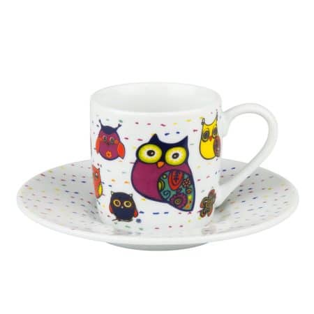 Koenitz Кофейная пара эспрессо "Разноцветные животные - совы"