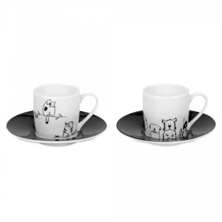 Koenitz Набор из 2 кофейных пар "Забавные кошки и собаки"
