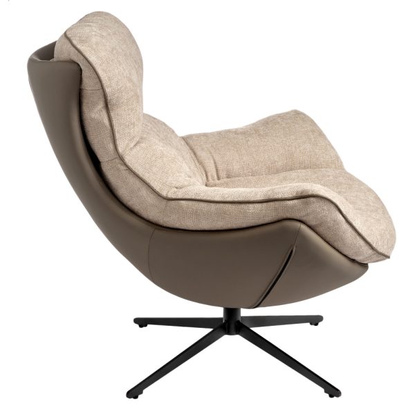 Комплект кресло HUG латте, экокожа, шенилл с оттоманкой латте, экокожа — изображение 5