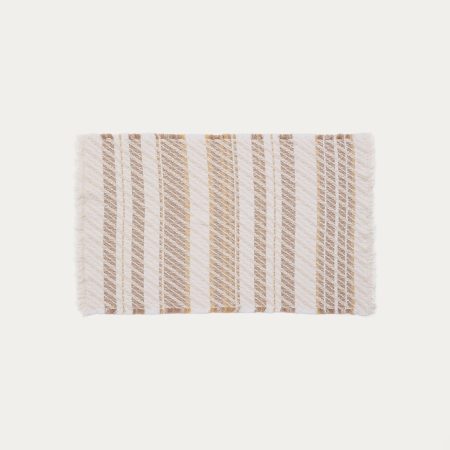 Коврик для ванной Milda из 100% хлопка белого и бежевого цвета с бахромой 50 x 70 см