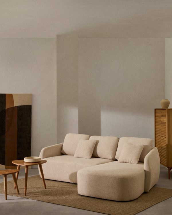 Laira 3-местный диван-кровать из шенилла с шезлонгом слева цвет экрю 246 см — изображение 4