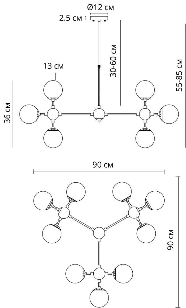 Люстра на штанге Arte Lamp BOLLA A1664SP-12GO — изображение 4