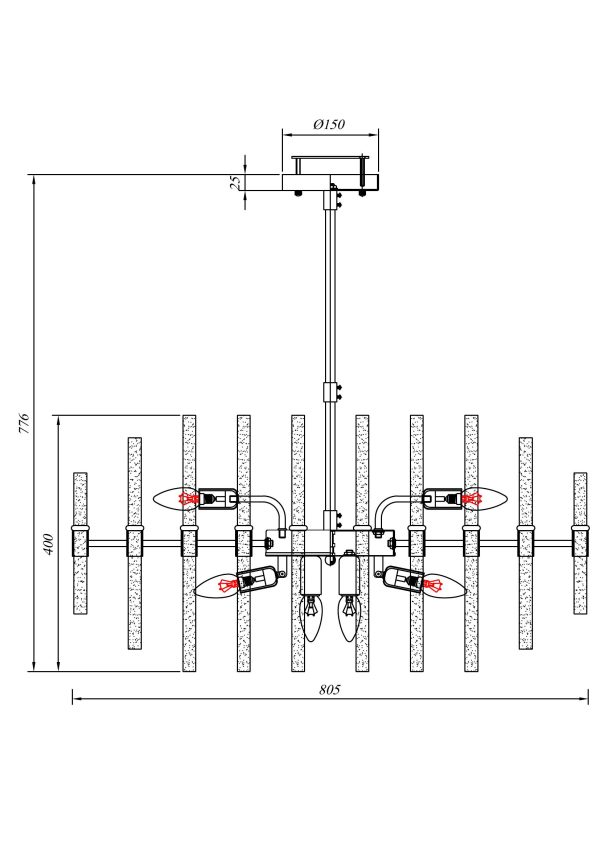 Люстра на штанге ARTE LAMP MATILDA A1064PL-12CC — изображение 4
